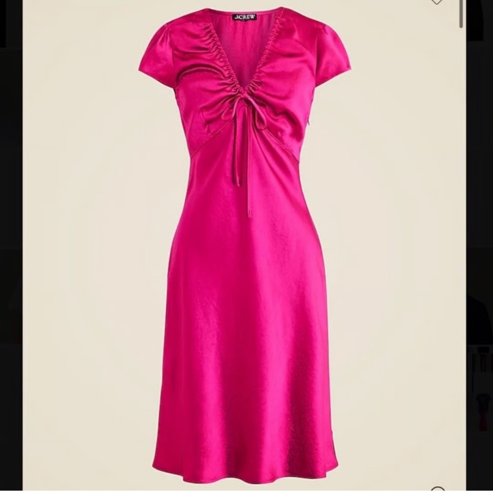 J. CREW NWT Pink Short Sleeve Satin Slip Dress with V-Neckline size 10